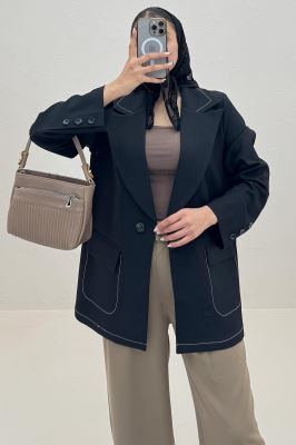 کت بزیاق ساده یقه انگلیسی تک دکمه 