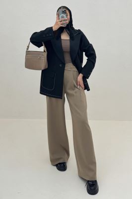 کت بزیاق ساده یقه انگلیسی تک دکمه 