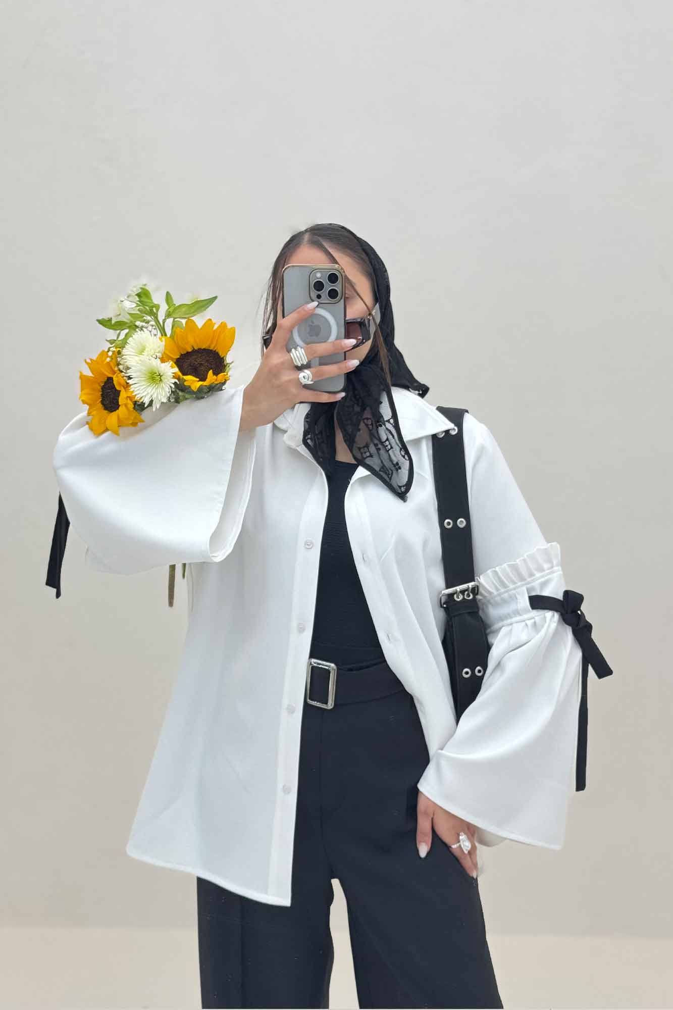 شومیز مانتویی مازراتی آستین بندی ملوسک