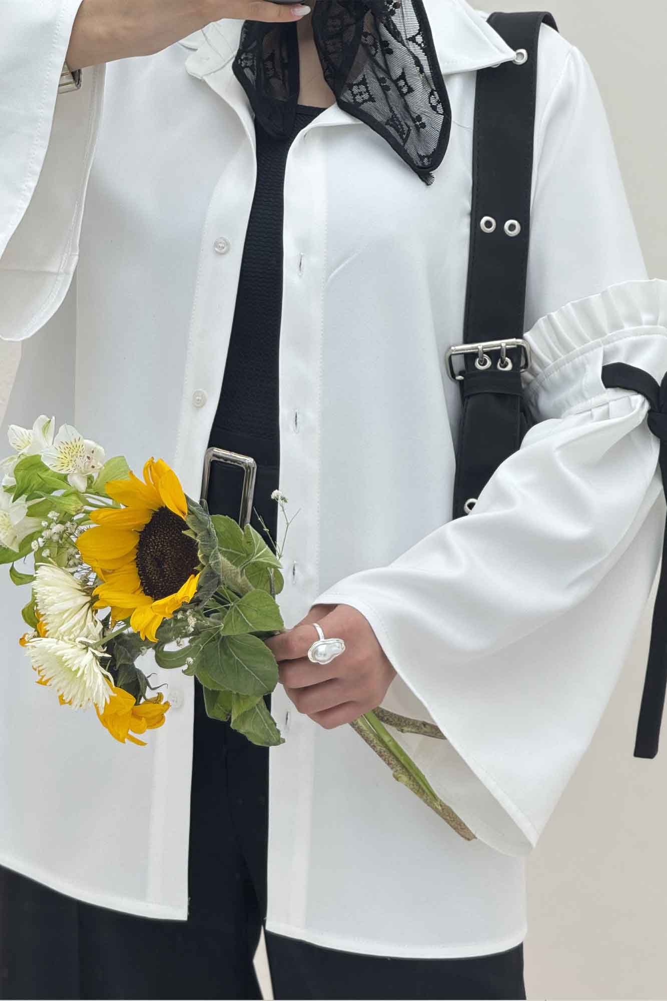 شومیز مانتویی مازراتی آستین بندی ملوسک