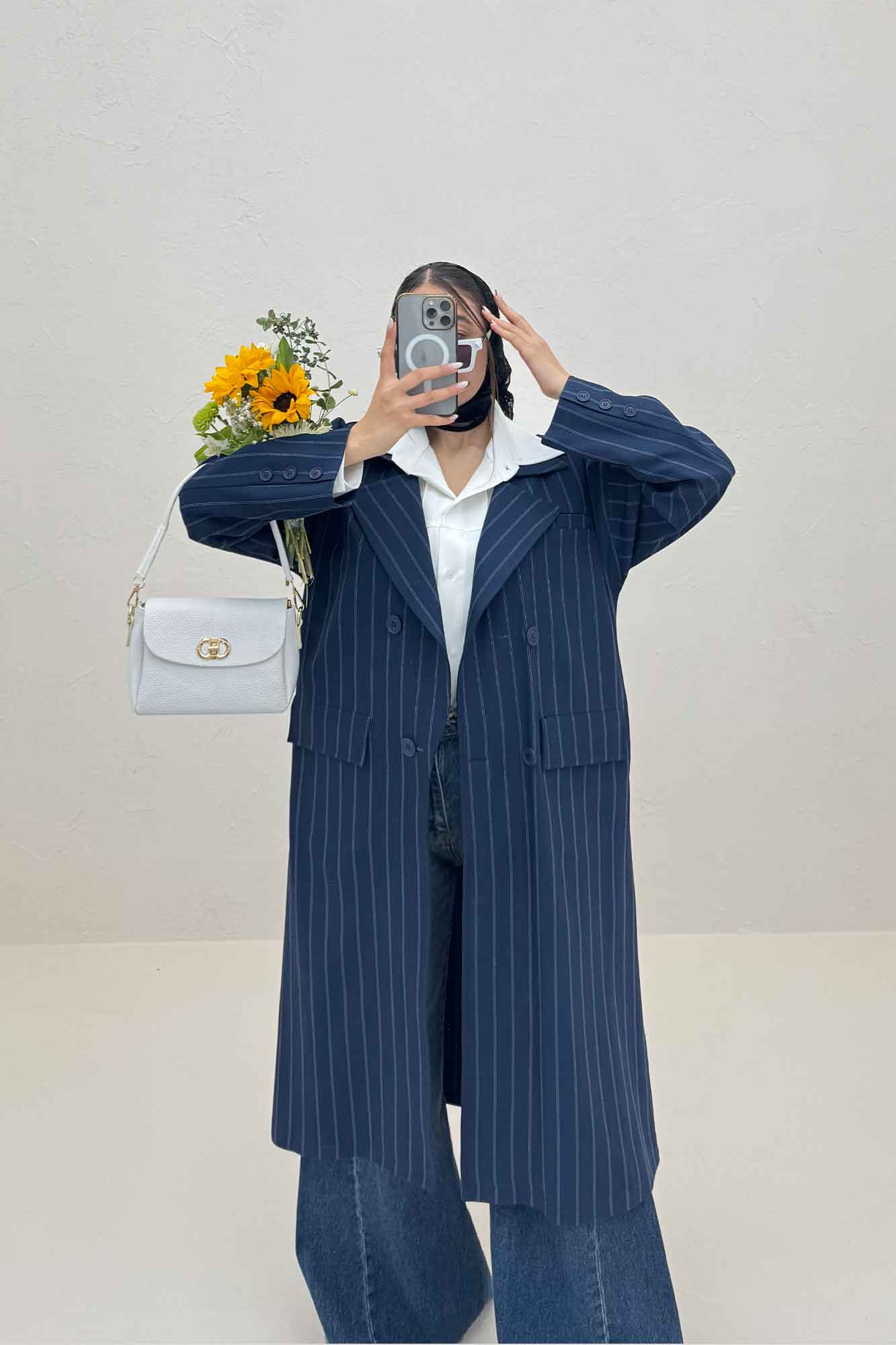 مانتو بلند بزیاق دیپلمات دو جیب پاکتی هایدی