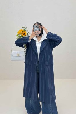 مانتو بلند بزیاق دیپلمات دو جیب پاکتی هایدی