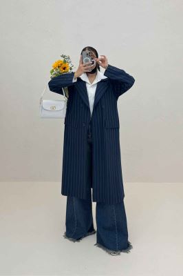 مانتو بلند بزیاق دیپلمات دو جیب پاکتی هایدی