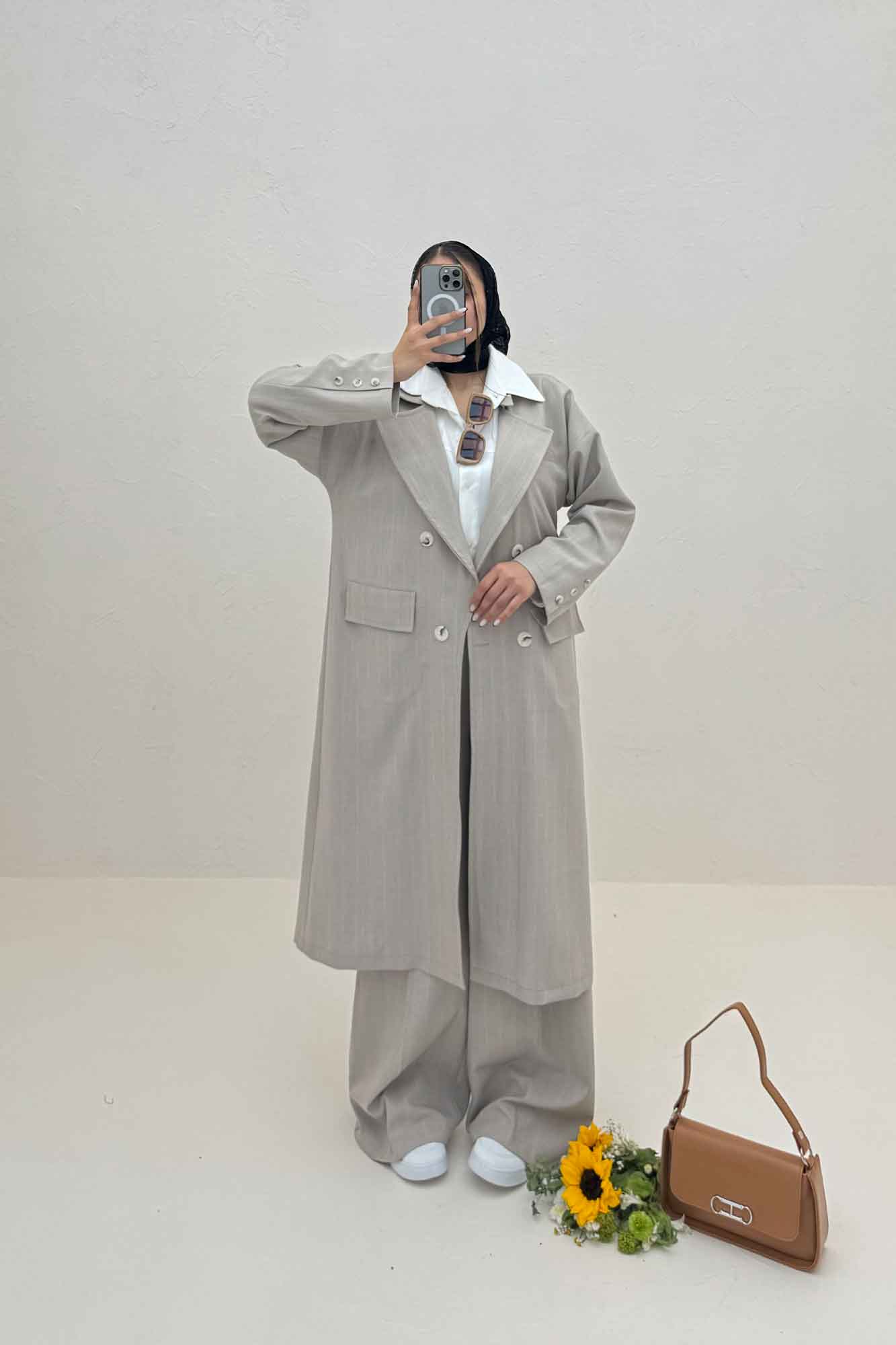 مانتو بلند بزیاق دیپلمات دو جیب پاکتی هایدی