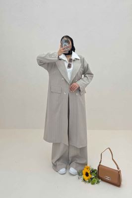 مانتو بلند بزیاق دیپلمات دو جیب پاکتی هایدی