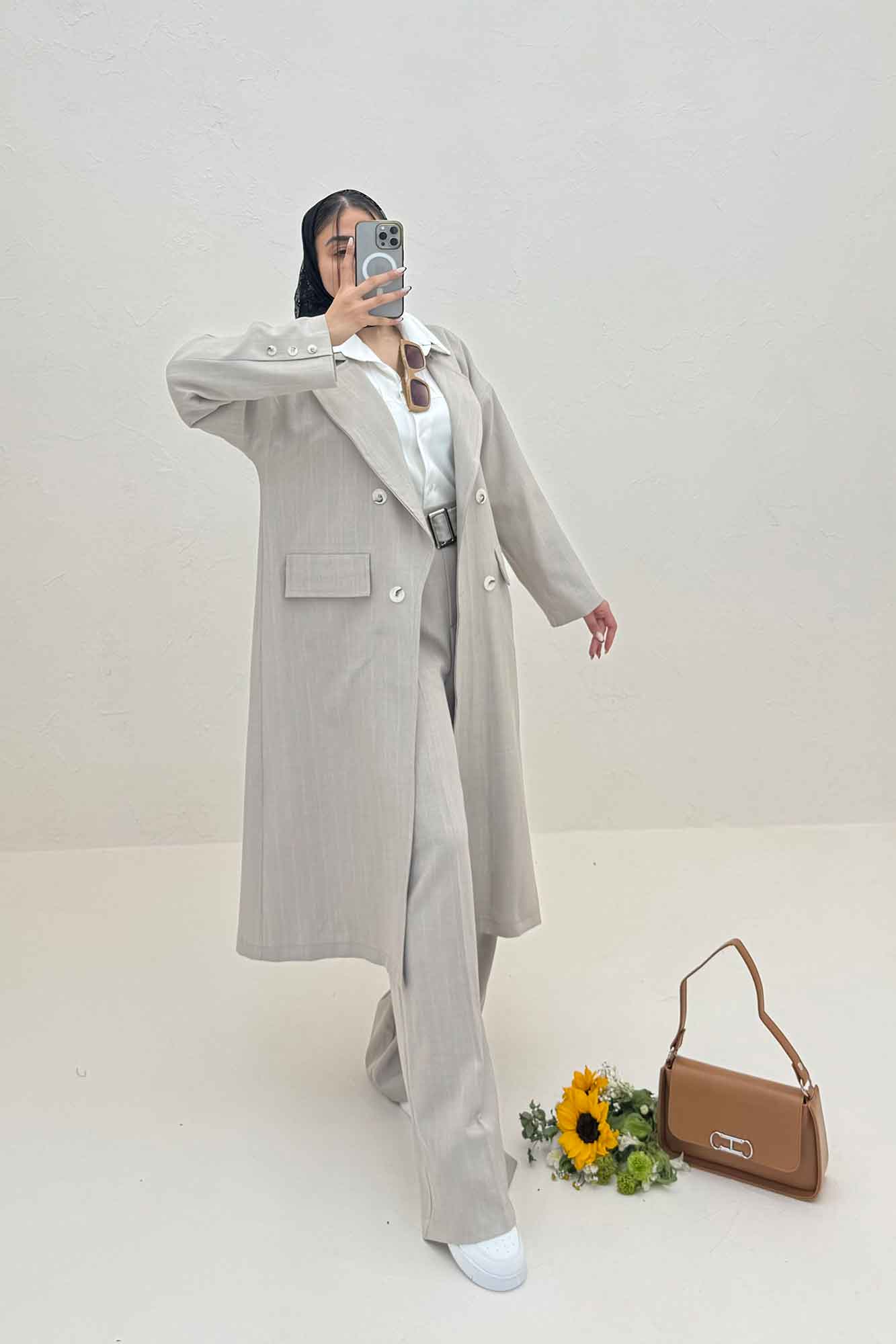 مانتو بلند بزیاق دیپلمات دو جیب پاکتی هایدی