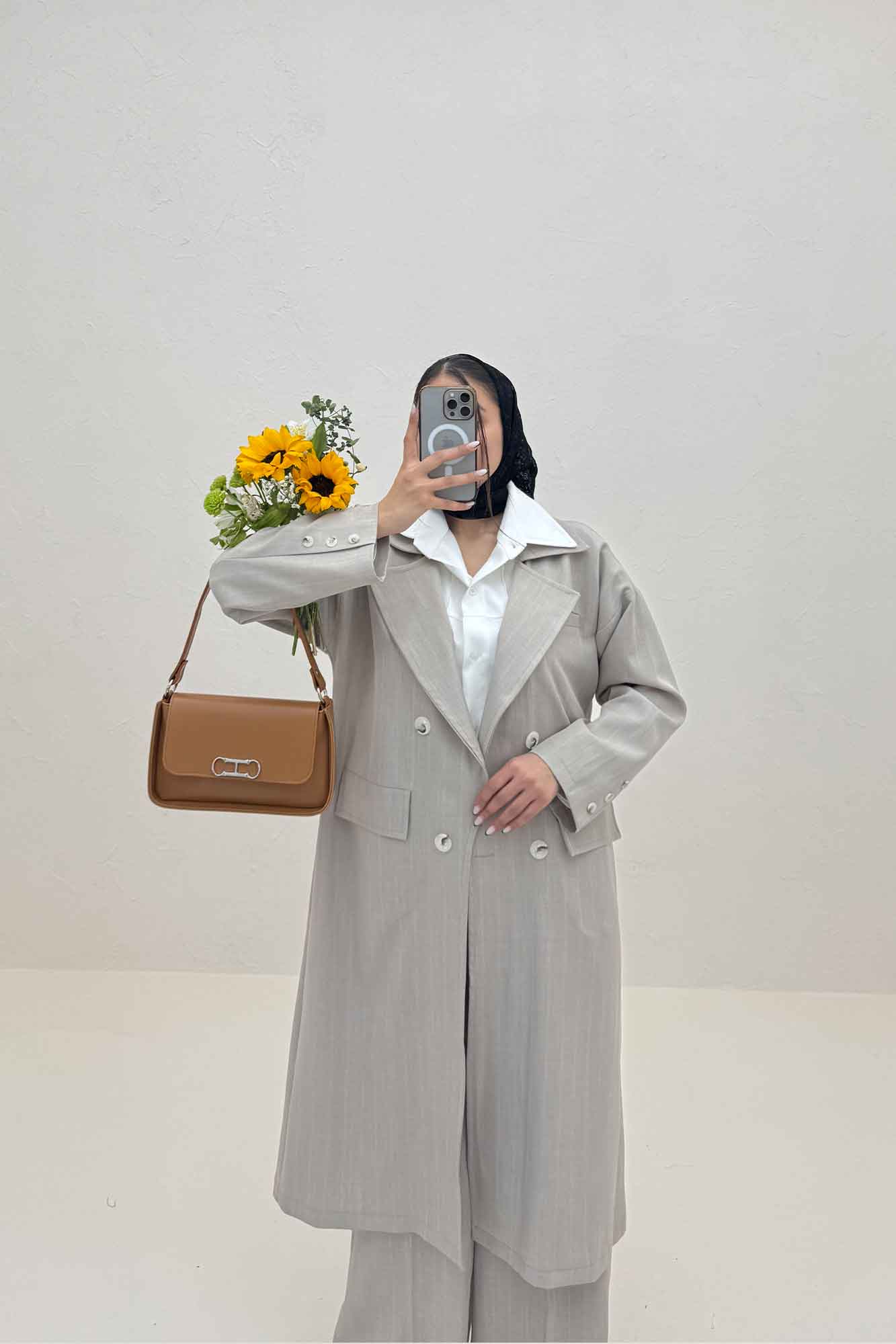 مانتو بلند بزیاق دیپلمات دو جیب پاکتی هایدی