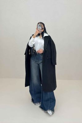 مانتو بلند بزیاق دیپلمات دو جیب پاکتی هایدی