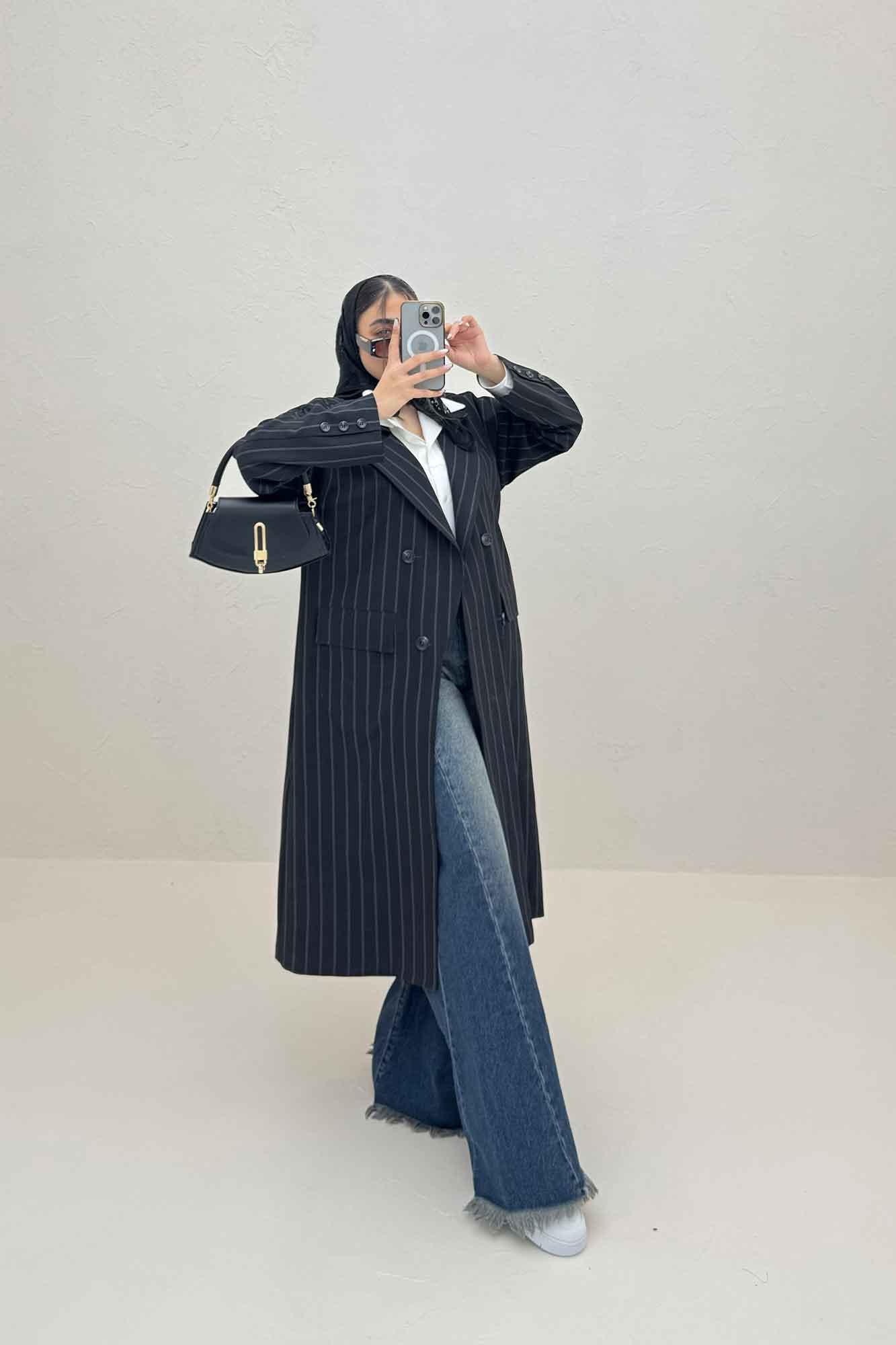 مانتو بلند بزیاق دیپلمات دو جیب پاکتی هایدی