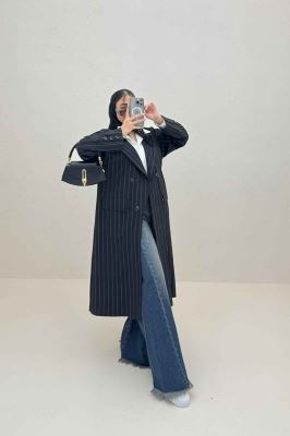 مانتو بلند بزیاق دیپلمات دو جیب پاکتی هایدی