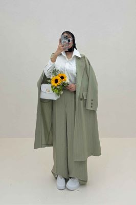 مانتو بلند بزیاق دیپلمات دو جیب پاکتی هایدی