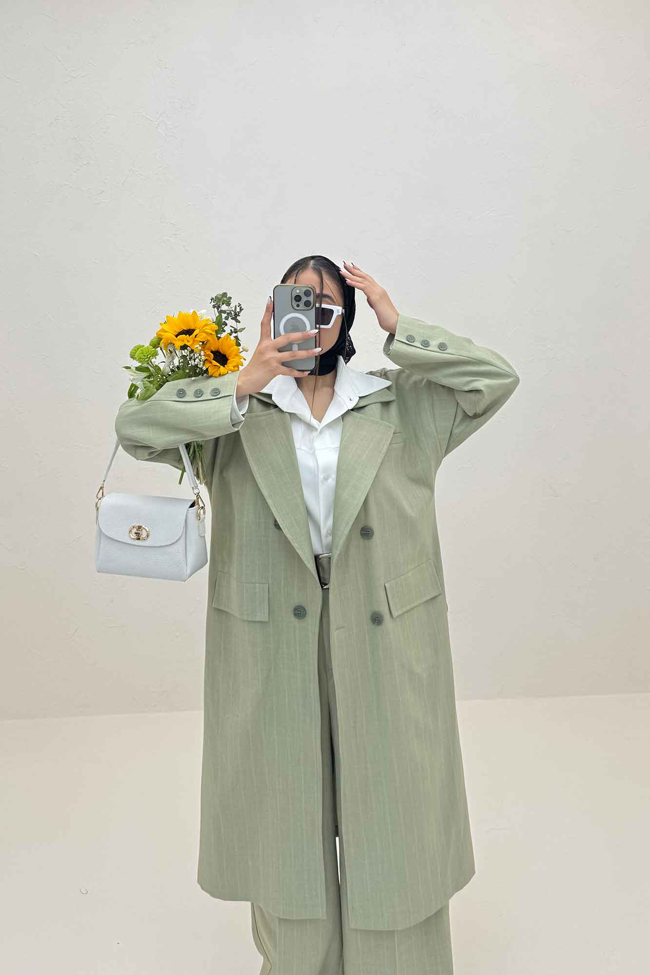 مانتو بلند بزیاق دیپلمات دو جیب پاکتی هایدی