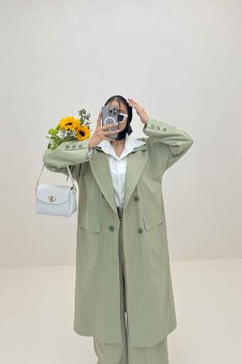 مانتو بلند بزیاق دیپلمات دو جیب پاکتی هایدی