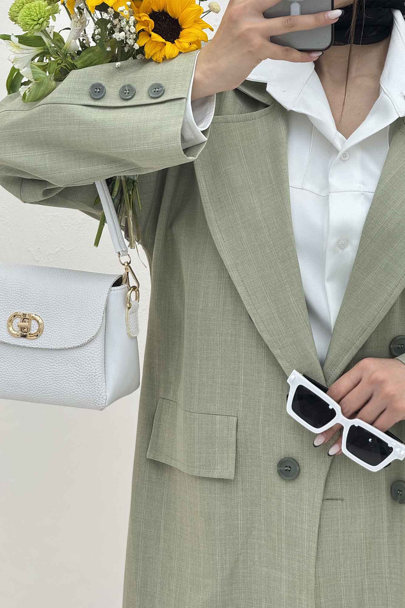 مانتو بلند بزیاق دیپلمات دو جیب پاکتی هایدی