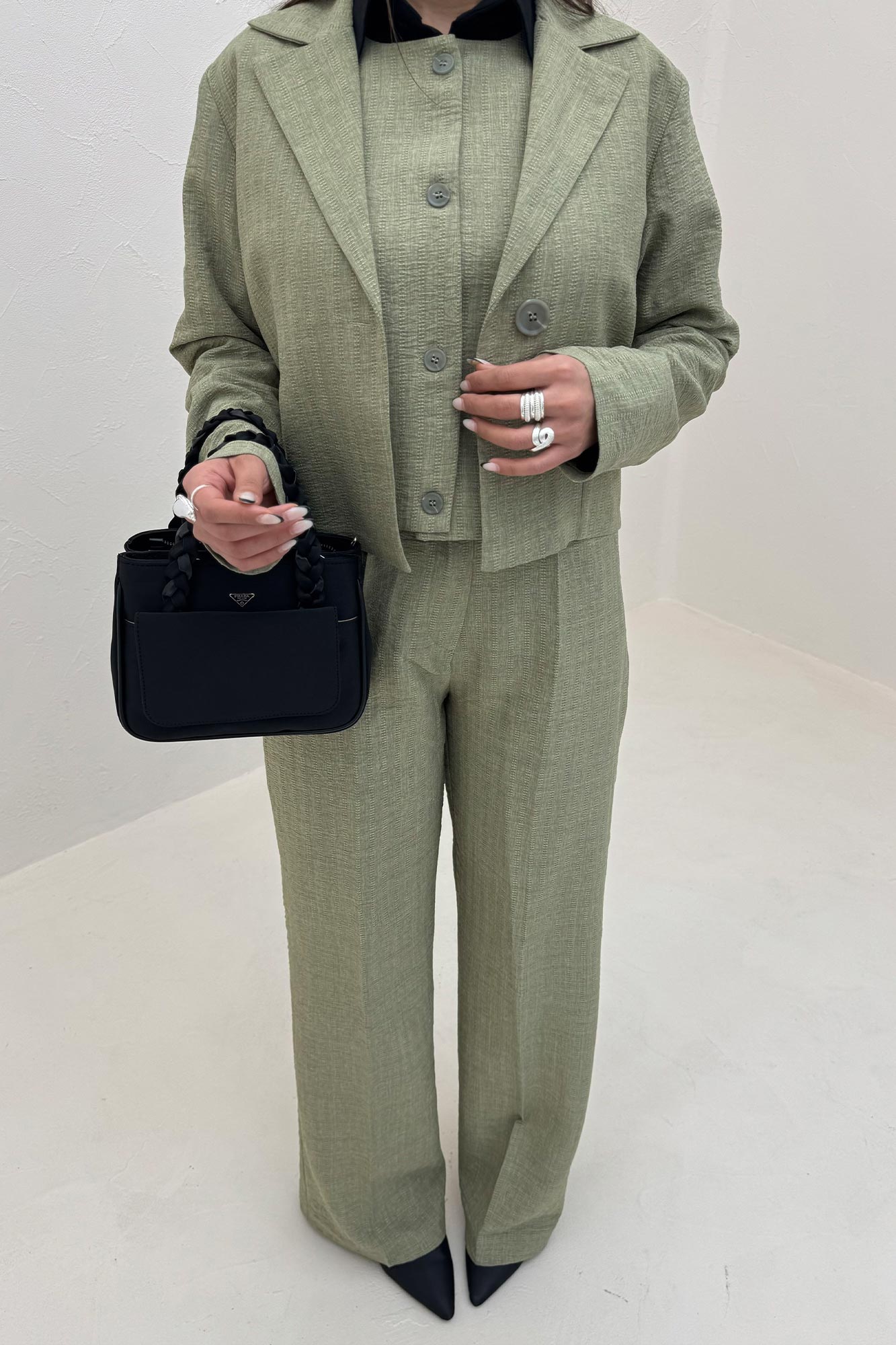 ست کت و شلوار جلیقه دار شانتون زیپی سلدا