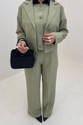 ست کت و شلوار جلیقه دار شانتون زیپی سلدا