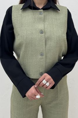 ست کت و شلوار جلیقه دار شانتون زیپی سلدا