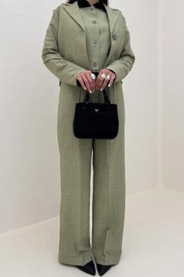 ست کت و شلوار جلیقه دار شانتون زیپی سلدا