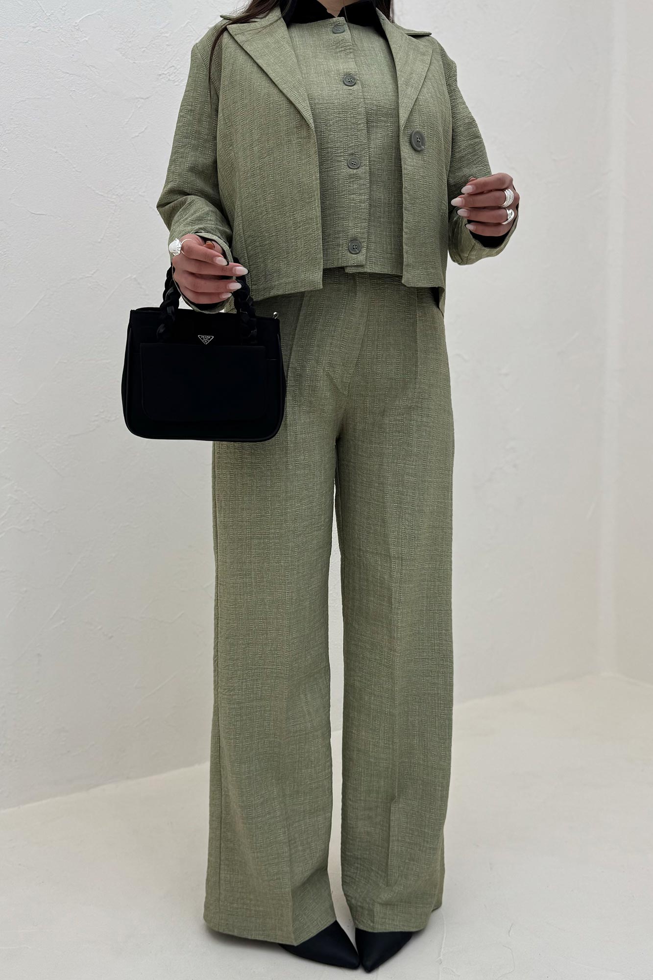 ست کت و شلوار جلیقه دار شانتون زیپی سلدا