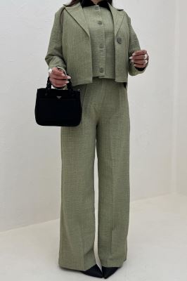 ست کت و شلوار جلیقه دار شانتون زیپی سلدا