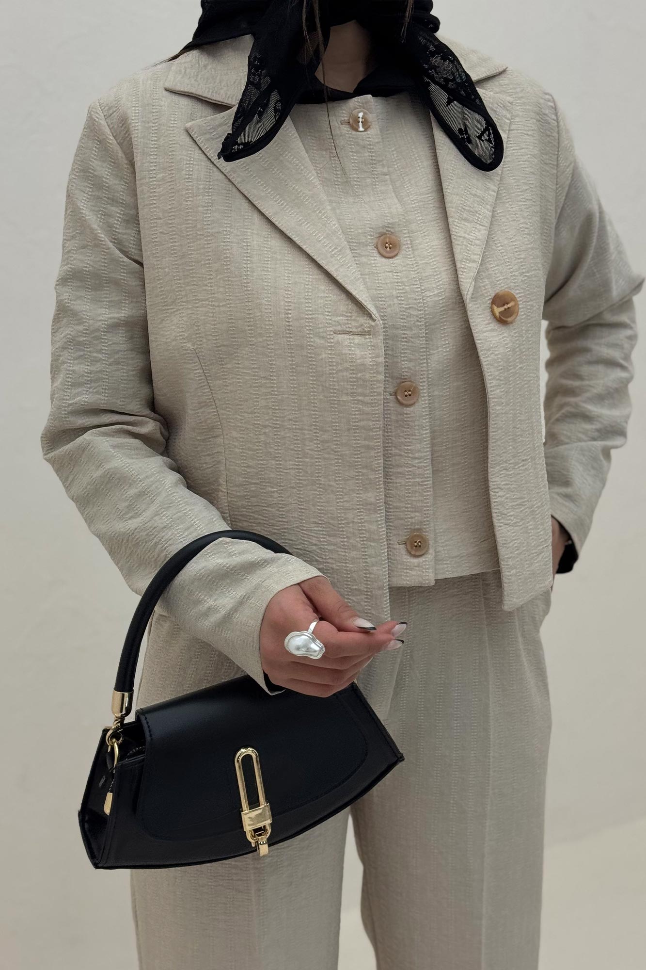 ست کت و شلوار جلیقه دار شانتون زیپی سلدا