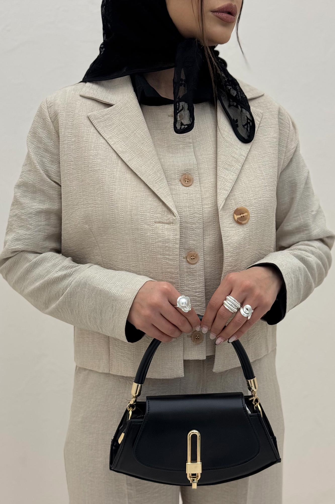 ست کت و شلوار جلیقه دار شانتون زیپی سلدا