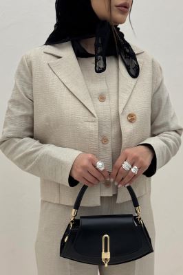 ست کت و شلوار جلیقه دار شانتون زیپی سلدا