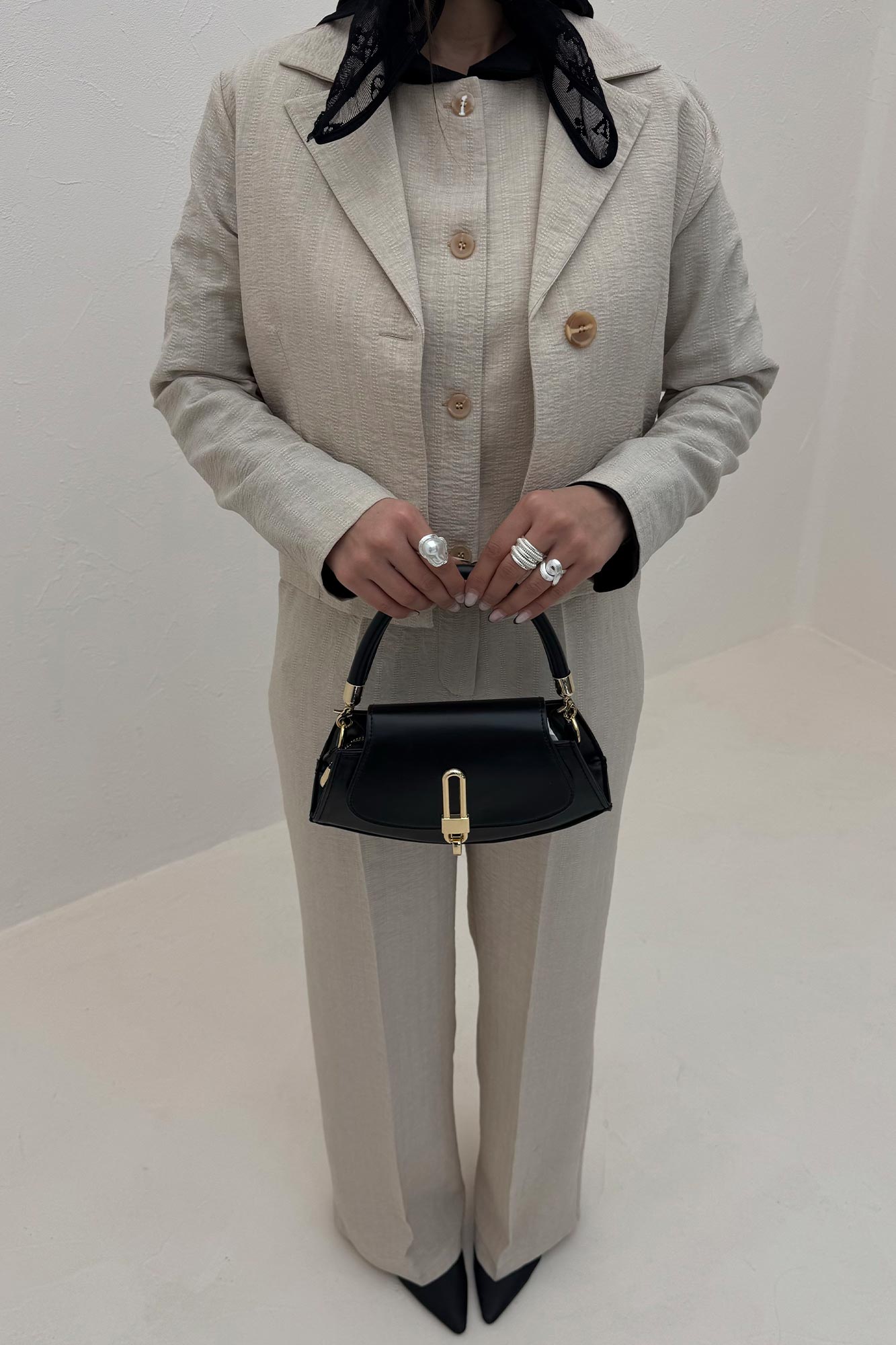 ست کت و شلوار جلیقه دار شانتون زیپی سلدا