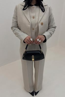 ست کت و شلوار جلیقه دار شانتون زیپی سلدا