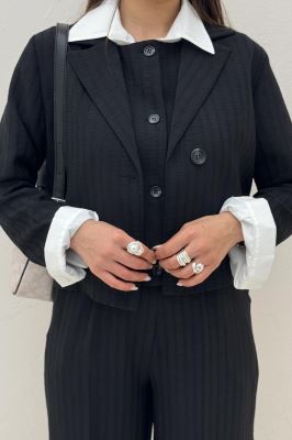 ست کت و شلوار جلیقه دار شانتون زیپی سلدا