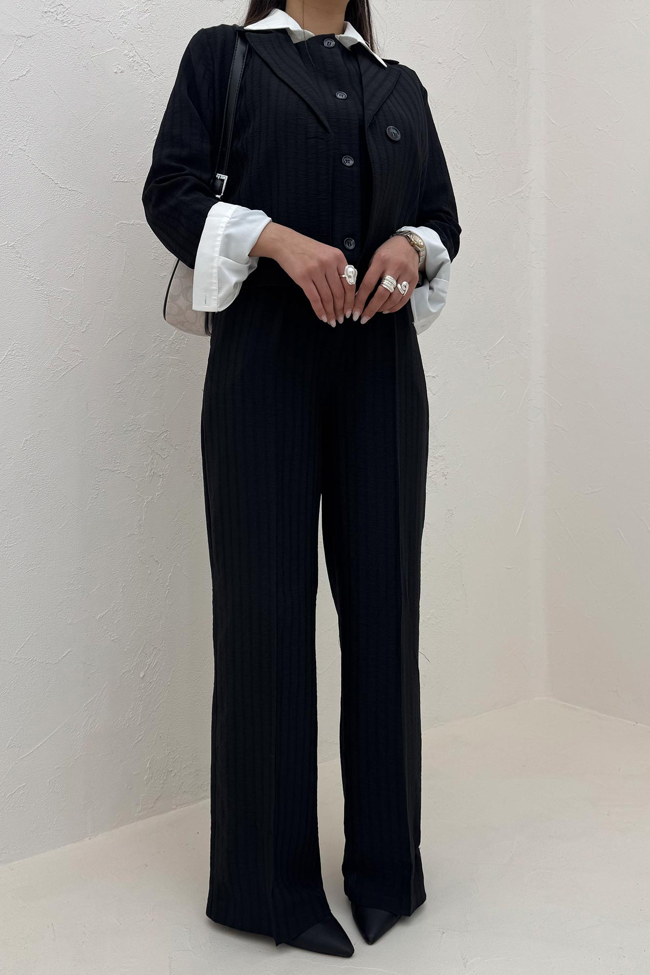 ست کت و شلوار جلیقه دار شانتون زیپی سلدا