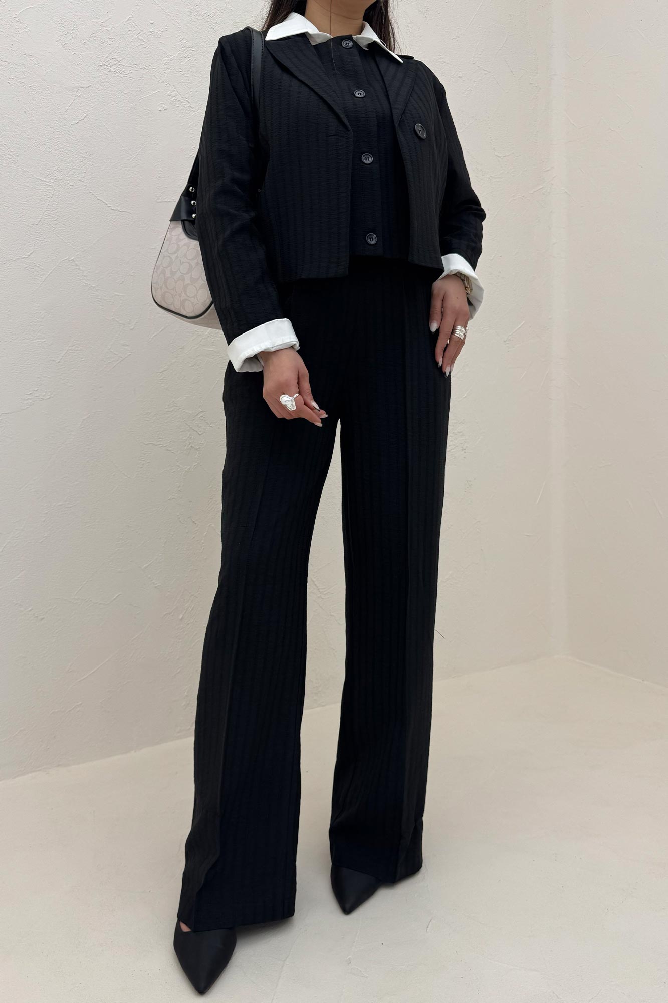 ست کت و شلوار جلیقه دار شانتون زیپی سلدا