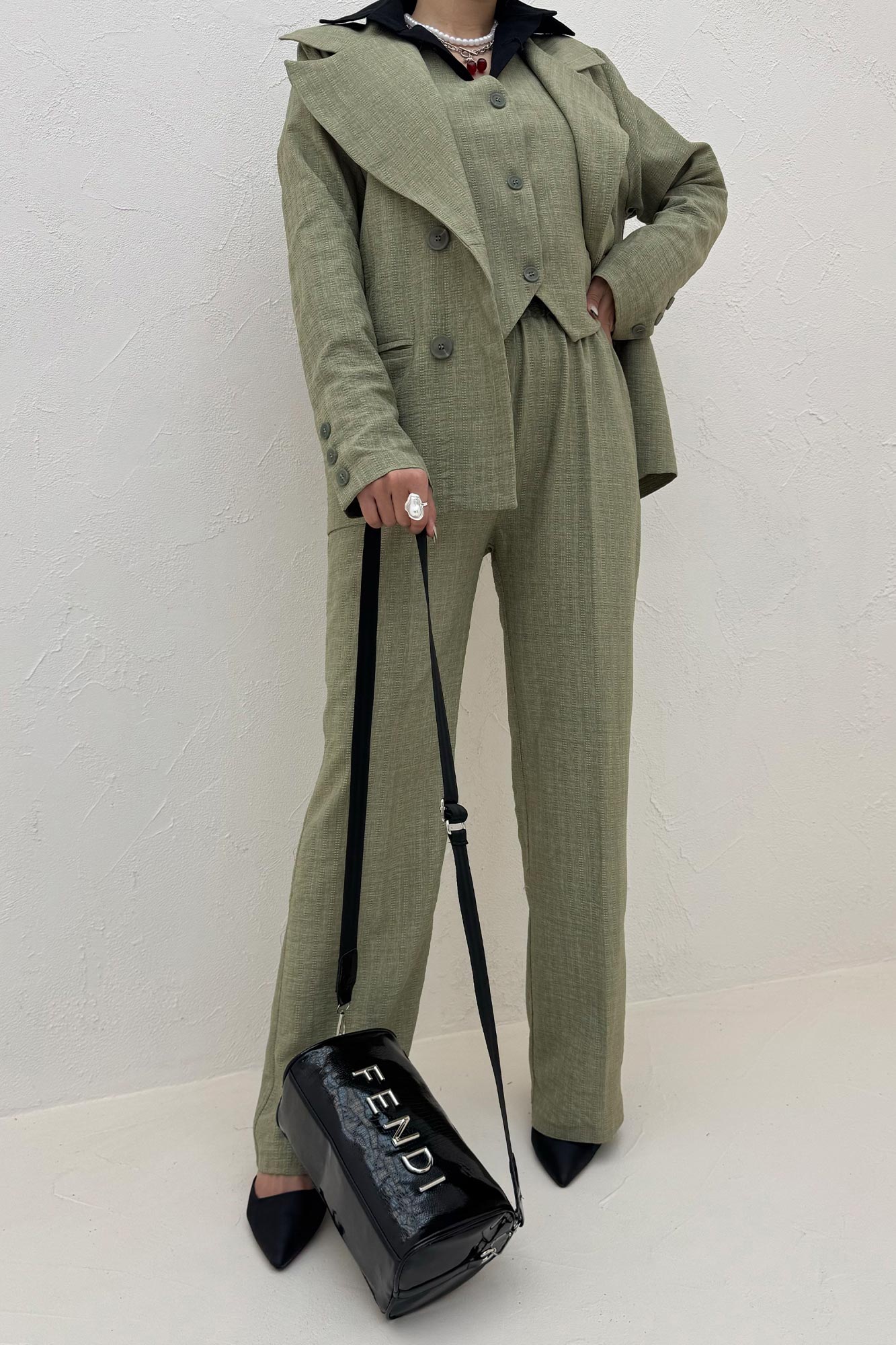 ست کت و شلوار ژیله دار شانتون زیپی 