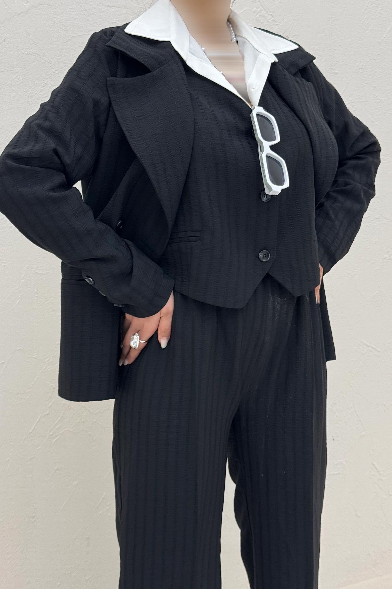 ست کت و شلوار ژیله دار شانتون زیپی 