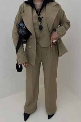 ست کت و شلوار ژیله دار شانتون زیپی