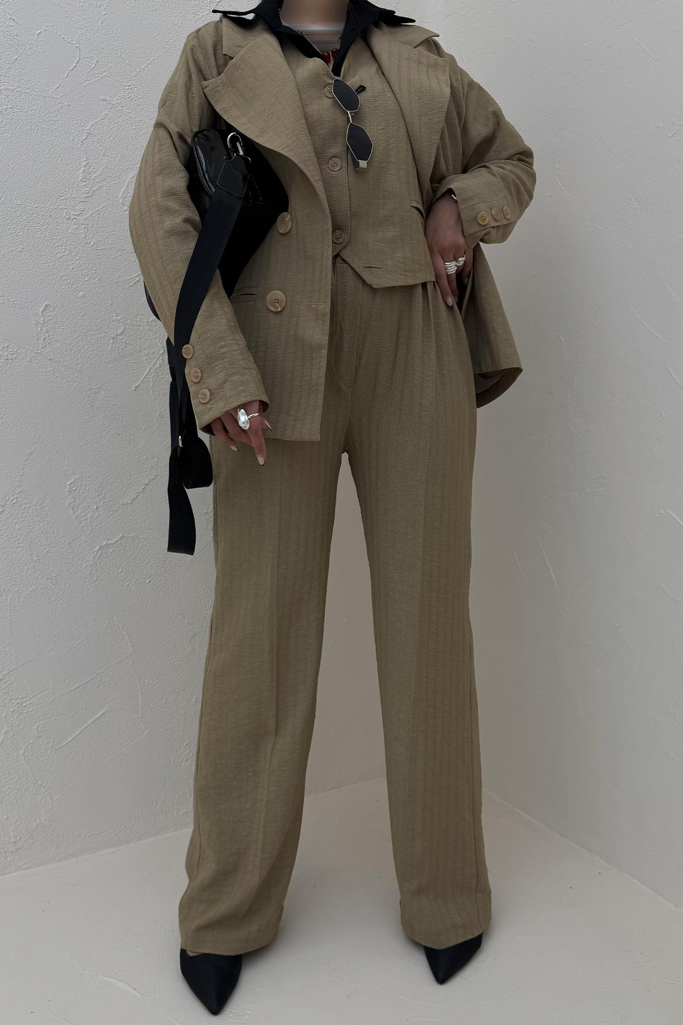 ست کت و شلوار ژیله دار شانتون زیپی