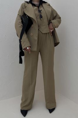 ست کت و شلوار ژیله دار شانتون زیپی