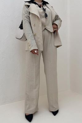 ست کت و شلوار ژیله دار شانتون زیپی 