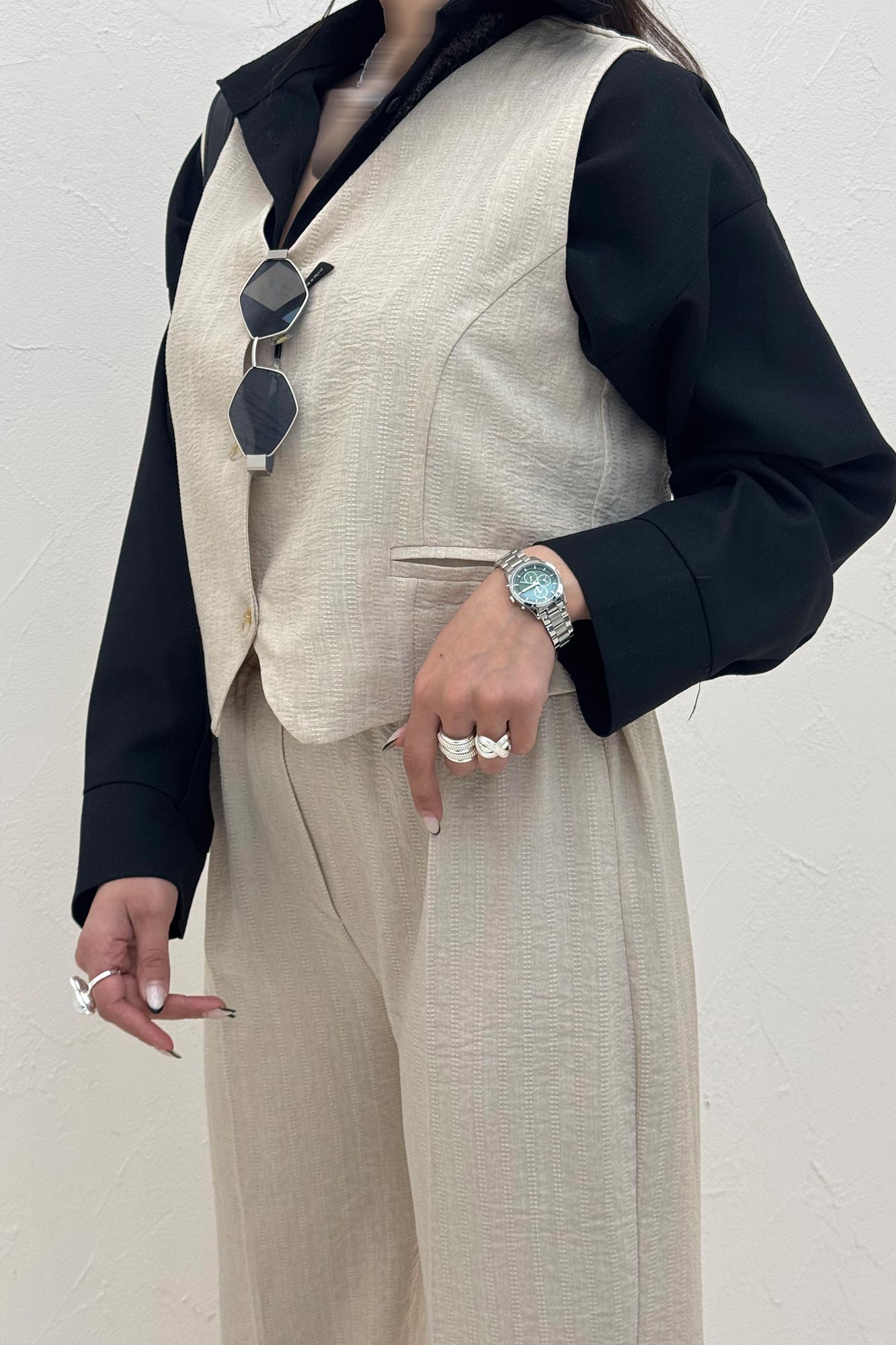 ست کت و شلوار ژیله دار شانتون زیپی 