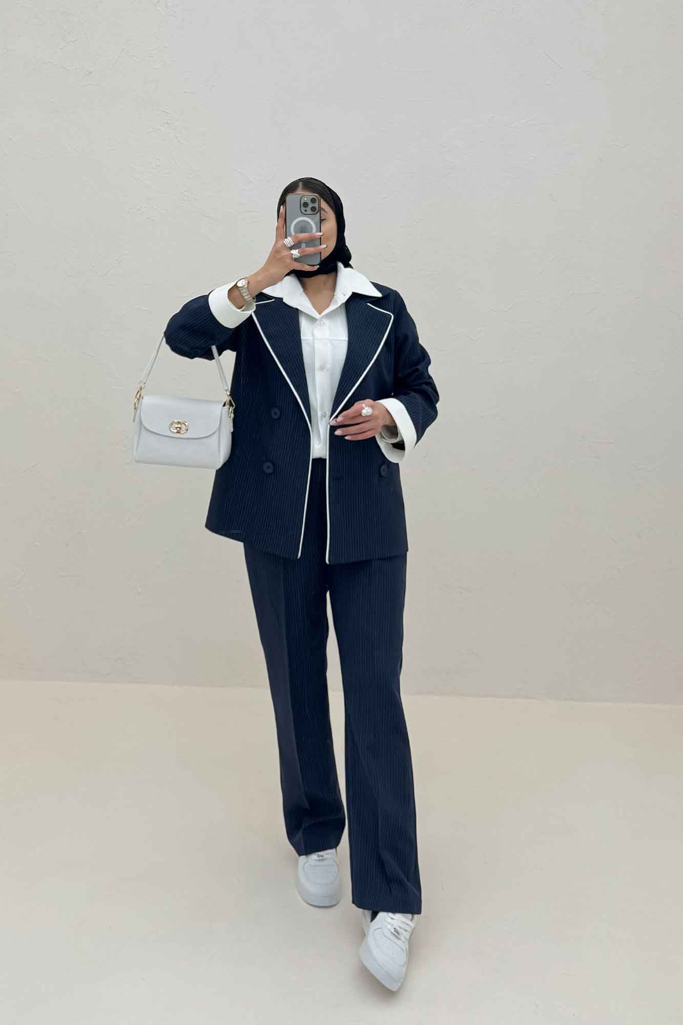 ست 2PS دیپلمات مغزی دوزی تیکه سفید R