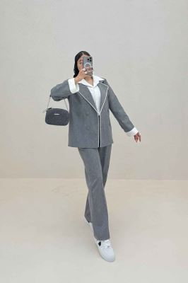 ست 2PS دیپلمات مغزی دوزی تیکه سفید R