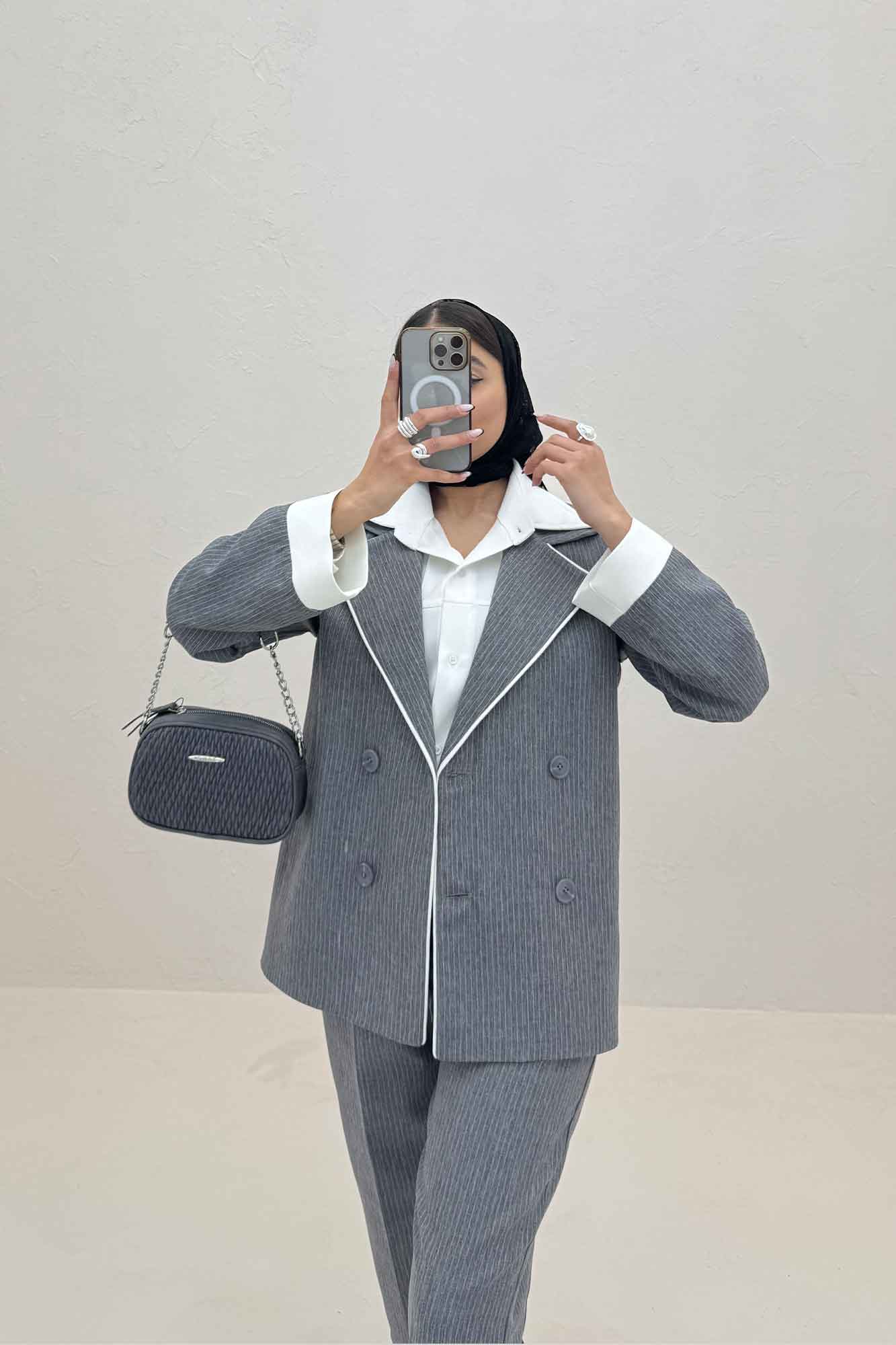 ست 2PS دیپلمات مغزی دوزی تیکه سفید R