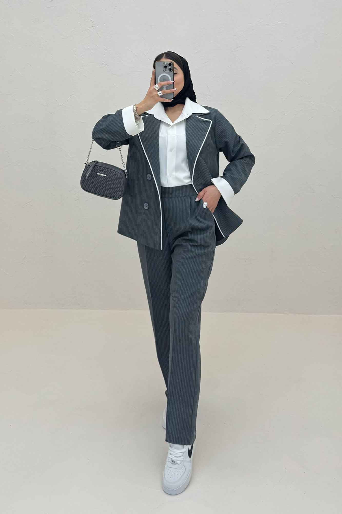 ست 2PS دیپلمات مغزی دوزی تیکه سفید R