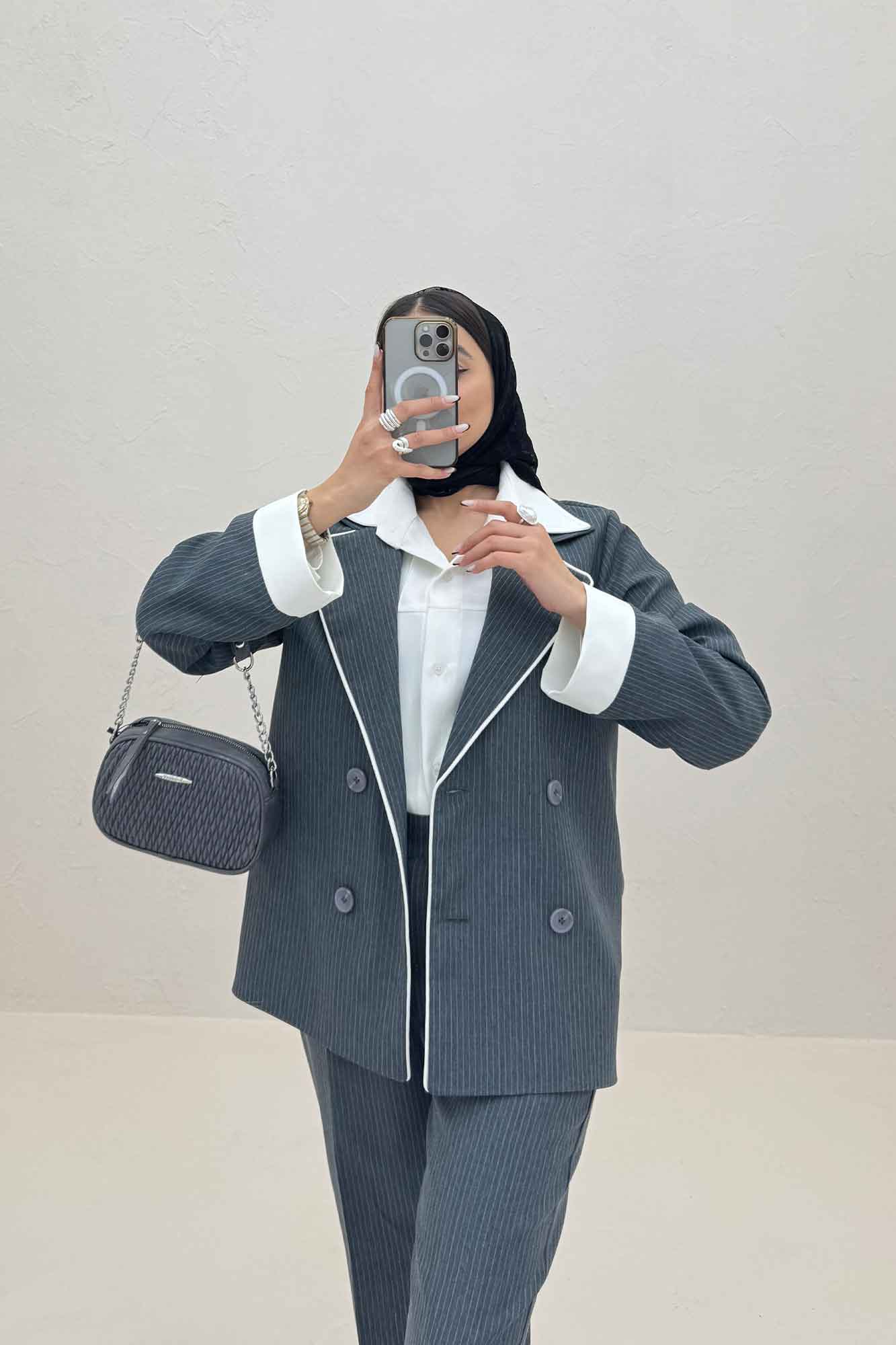 ست 2PS دیپلمات مغزی دوزی تیکه سفید R