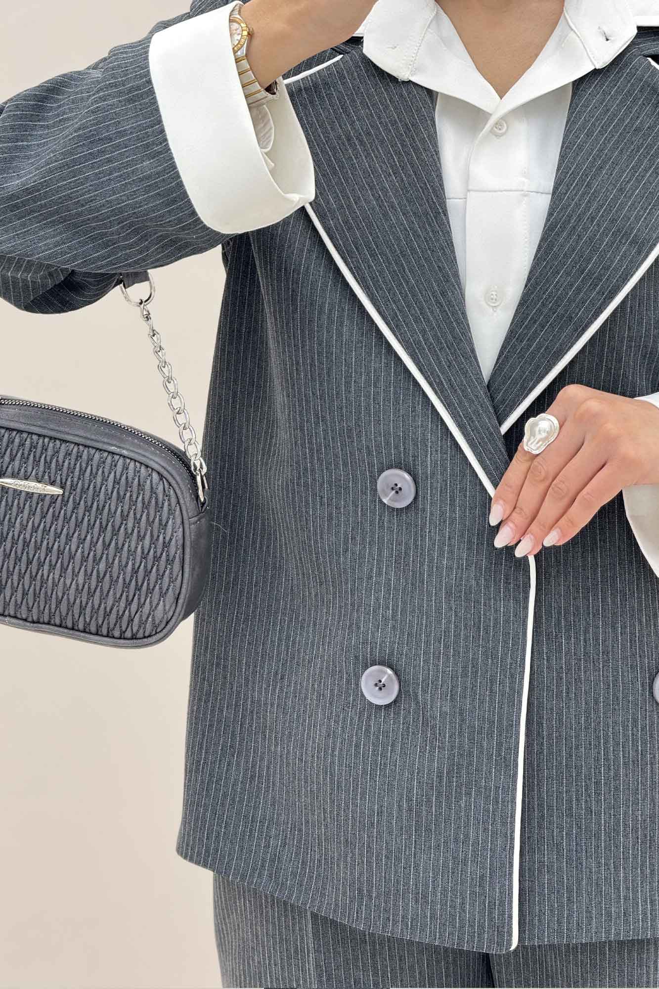 ست 2PS دیپلمات مغزی دوزی تیکه سفید R