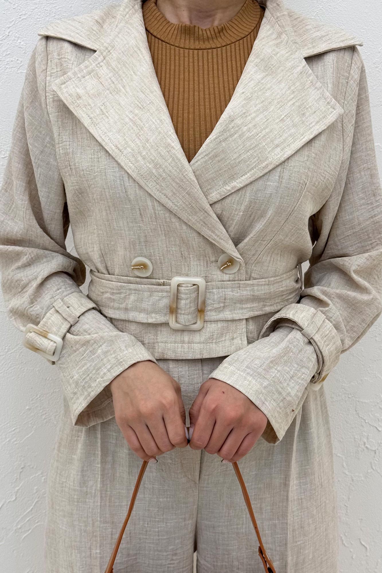 ست کت و شلوار آستین سگک شانتون برفکی