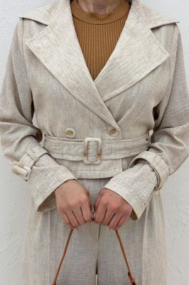 ست کت و شلوار آستین سگک شانتون برفکی