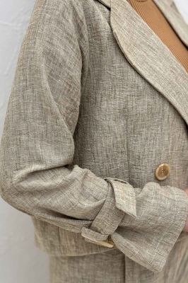 ست کت و شلوار آستین سگک شانتون برفکی