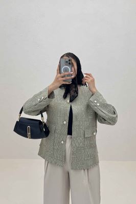 کت ژاکارد یقه گرد دو جیب پاکتی سالوینا