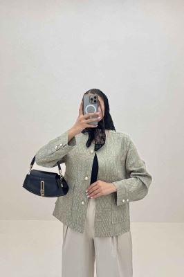 کت ژاکارد یقه گرد دو جیب پاکتی سالوینا